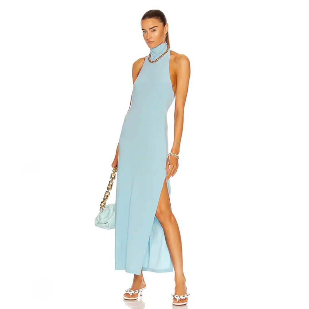 NWT NORMA KAMALI Halter Turtleneck Side Slit Gown size Medium